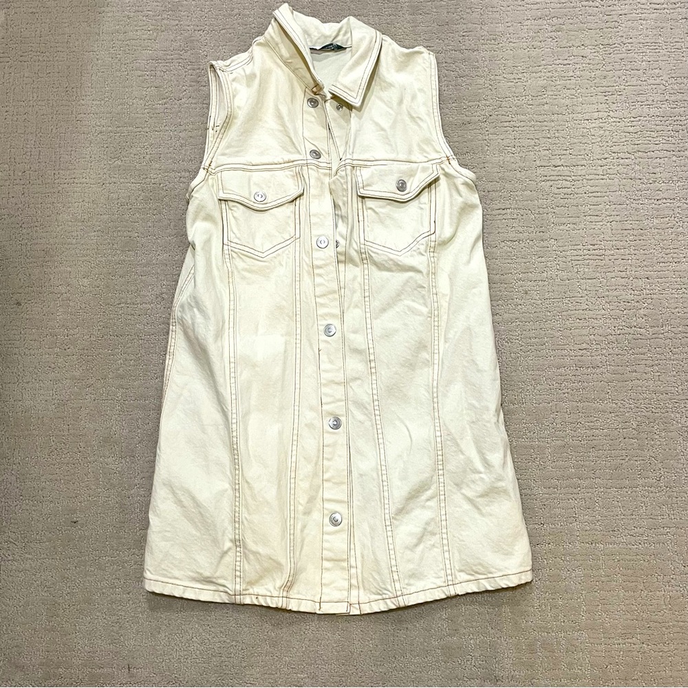Zara cream denim dress